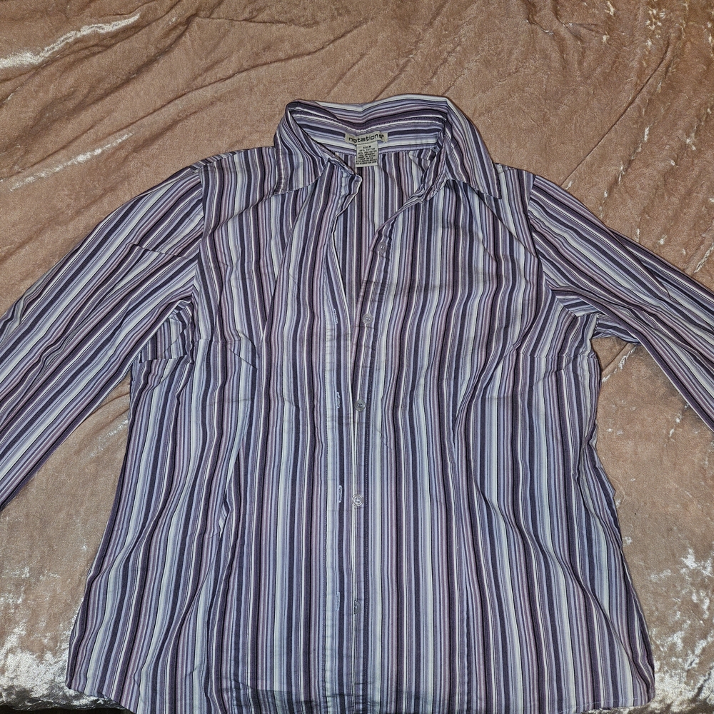 Notations Purple Striped Blouse